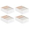 SONGMICS Set di 4 Organizer Cassetti a 6 Scomparti, Scatole per Biancheria Pieghevoli, Organizzatori Contenitori per Armadio Guardaroba, 42 x 30 x 17 cm, Pantaloni Vestiti, Bianco Nuvola RUS009W04