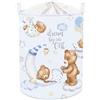 Clastyle Ceste Biancheria Bambini Orso Dormire Blu per Ragazzo Ragazza Cestino Portaoggetti Giocattoli Pieghevole Vestiti Giocattolo con Manici per Bagno Cameretta, Orso Addormentato, 36x45 cm