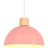 iDEGU Lampada a Sospensione Retrò 25CM LED Lampada a Soffitto in Legna Metallo Moderna Lampadario Stile Scandinavo a Semicerchio Plafoniera per Soggiorno Sala da Pranzo Camera da Letto (Rosa)