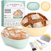 LEAZZLE Cestini da Lievitazione in Silicone,Set di 12 Pezzi Cestini Rotondi da 23cm e Ovali da 26cm,Cestini Per Lievitazione Per Pane In Silicone Kit Pane Pieghevoli,Strumenti per la Panificazione