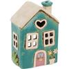 Shudehill Giftware Village Pottery - Portacandele in ceramica, collezione Pretty Garden Floral House, colore: verde acqua