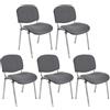 Lotto di 5 sedie per sala conferenze MOBY BASE, colore grigio con gambe cromate
