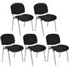 Lotto di 5 sedie per sala conferenze MOBY BASE, colore nero con gambe cromate