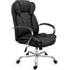 Poltrona ufficio MONTANA, Fino a 150kg, Base Acciaio, in Pelle, Nero