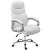 Poltrona da ufficio BOSTON, telaio in acciaio con rivestimento in pelle, resistente fino a 150kg, in bianco