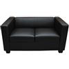 Divano a 2 posti BASILIO, elegante e comodo, in pelle colore nero