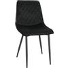 Sedia Ospiti e Riunioni ROYS, Struttura in Metallo Nero, in Velluto Nero