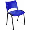 Sedia per sala d'attesa ELVA, comoda e pratica, impilabile, in blu con gambe nere
