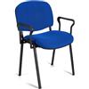 Sedia per Sala Attesa MOBY BASE CON BRACCIOLI, in Blu e Gambe Nere