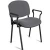 Sedia per Sala Attesa MOBY BASE CON BRACCIOLI, in Grigio e Gambe Nere