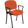 Sedia per Sala Attesa MOBY BASE CON BRACCIOLI, in Arancione e Gambe Nere