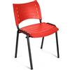 Sedia per sala d'attesa ELVA, comoda e pratica, impilabile, in rosso con gambe nere