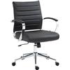 Sedia Per Ufficio EVERY, Design Moderno ed Elegante, Struttura in Metallo, Vera Pelle Nera