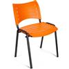 Sedia per sala d'attesa ELVA, comoda e pratica, impilabile, in arancione con gambe nere