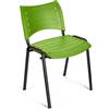 Sedia per sala d'attesa ELVA, comoda e pratica, impilabile, in verde con gambe nere