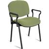 Sedia per Sala Attesa MOBY BASE CON BRACCIOLI, in Verde e Gambe Nere