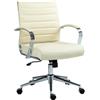 Sedia Per Ufficio EVERY, Design Moderno ed Elegante, Struttura in Metallo, Vera Pelle Crema