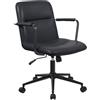 Sedia da Ufficio COBY, Design Elegante, Imbottita e Molto Comoda, in Vera Pelle Nera