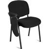 Sedia Conferenze MOBY con SCRITTOIO ribaltabile, Nero con gambe Nere