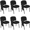 Set 6 Sedie Conferenze MOBY con SCRITTOIO, Sedile Nero, Gambe Nere