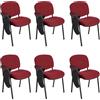 Lotto di 6 Sedie per Sala Conferenze MOBY con SCRITTOIO ribaltabile, economica, colore Bordeaux con gambe Nere
