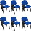 Lotto di 6 Sedie per Sala Conferenze MOBY con SCRITTOIO ribaltabile, economica, colore Blu con gambe Nere