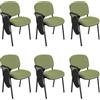 Lotto di 6 Sedie per Sala Conferenze MOBY con SCRITTOIO ribaltabile, economica, colore Verde con gambe Nere