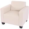 Poltrona 1 posto LYON, design moderno, comodo, in pelle crema