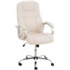 Poltrona da ufficio BOSTON, telaio in acciaio con rivestimento in pelle, resistente fino a 150kg, in crema