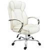 Poltrona ufficio MONTANA, specifica per persone in sovrappeso, resistenza fino a 150kg, in pelle color crema