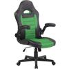 Sedia Gaming per PC modello LOTUS, stile sportivo, braccioli abbattibili, in pelle e tessuto a rete colore verde