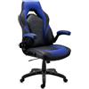 Sedia Gaming NITRO, Molto Confortevole, Braccioli Abbattibili, Pelle, Nero e Blu