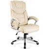 Poltrona ufficio BALTIMORE, imbottitura doppia extra comfort, resistente, in pelle color crema