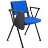 Sedia Conferenze CARINA CON SCRITTOIO, Gambe Nere, Tessuto Blu