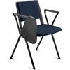 Sedia Conferenze CARINA CON SCRITTOIO, Gambe Nere, Pelle Blu