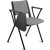 Sedia Conferenze CARINA CON SCRITTOIO, Gambe Nere, Pelle Grigia