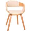 Sedia per Sala Attesa / Riunioni BUTAN, esclusivo design in legno color faggio e imbottitura rivestita in pelle color crema
