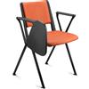 Sedia Conferenze CARINA CON SCRITTOIO, Gambe Nere, Pelle Arancione