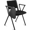 Sedia Conferenze CARINA CON SCRITTOIO, Gambe Nere, Pelle Nera