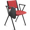 Sedia Conferenze CARINA CON SCRITTOIO, Gambe Nere, Pelle Rossa