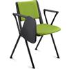 Sedia Conferenze CARINA CON SCRITTOIO, Gambe Nere, Pelle Verde
