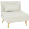 Poltrona PRETTY, Trasformabile in Letto, Spessa Imbottitura, in Tessuto Panna