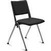 Sedia Conferenze CARINA, Impilabile, Gambe Cromate, Pelle Nera