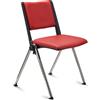 Sedia Conferenze CARINA, Impilabile, Agganciabile, Gambe Cromate, Pelle Rossa