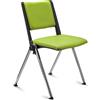 Sedia Conferenze CARINA, Impilabile, Agganciabile, Gambe Cromate, Pelle Verde