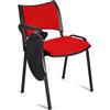 Sedia da Attesa ROMMEL CON SCRITTOIO, in Rosso e Gambe Nere