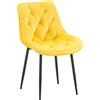 Sedia Ospiti GRACE, Confortevole, Design Moderno, Struttura in Metallo, Velluto Giallo
