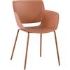 Sedia per Sala D'attesa RIKO, Design Moderno, Comoda ed Elegante, Polipropilene, Marrone Chiaro