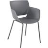 Sedia per Sala D'attesa RIKO, Design Moderno, Comoda ed Elegante, Polipropilene, Grigio