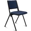 Sedia Ospiti CARINA, Impilabile, Agganciabile, Gambe Nere, Pelle Blu